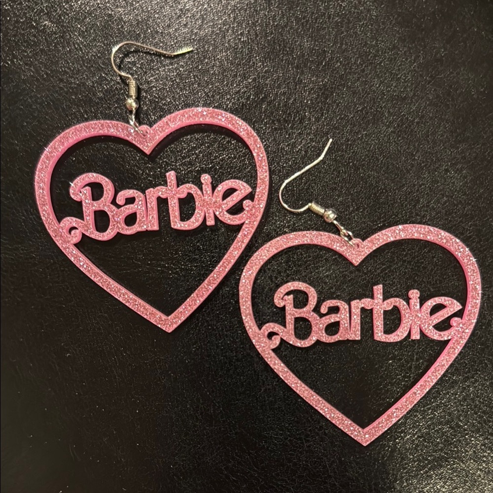 8 Pair Pink Heart Barbie Earrings